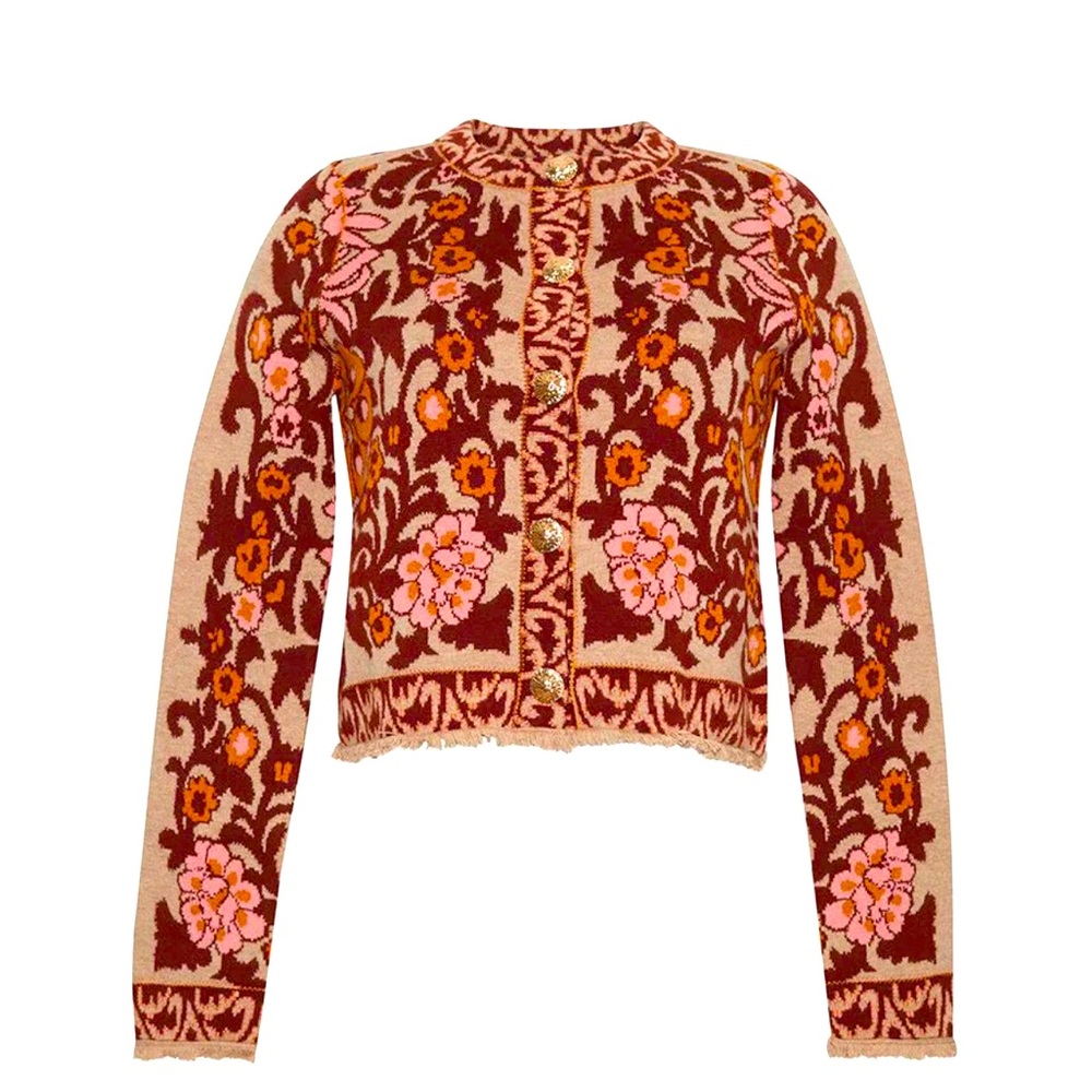 Floral Pattern Knitted Cardigan